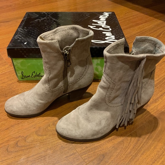 Sam Edelman Louie Tan Suede Fringe Bootie - Picture 3 of 6